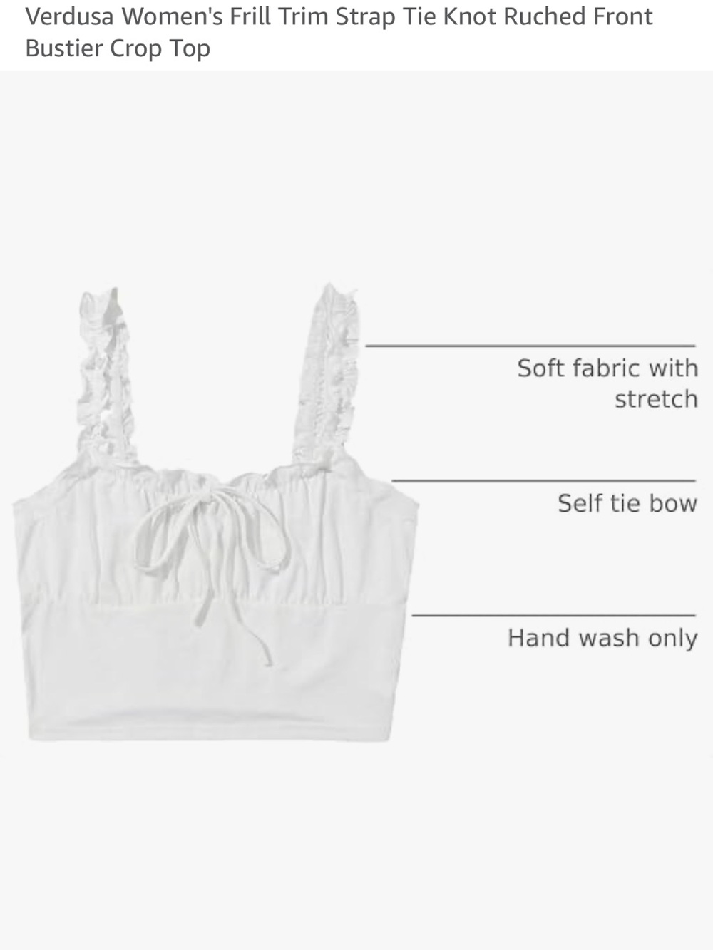 White Ruffled Strap Crop Top - Picture 3 of 7